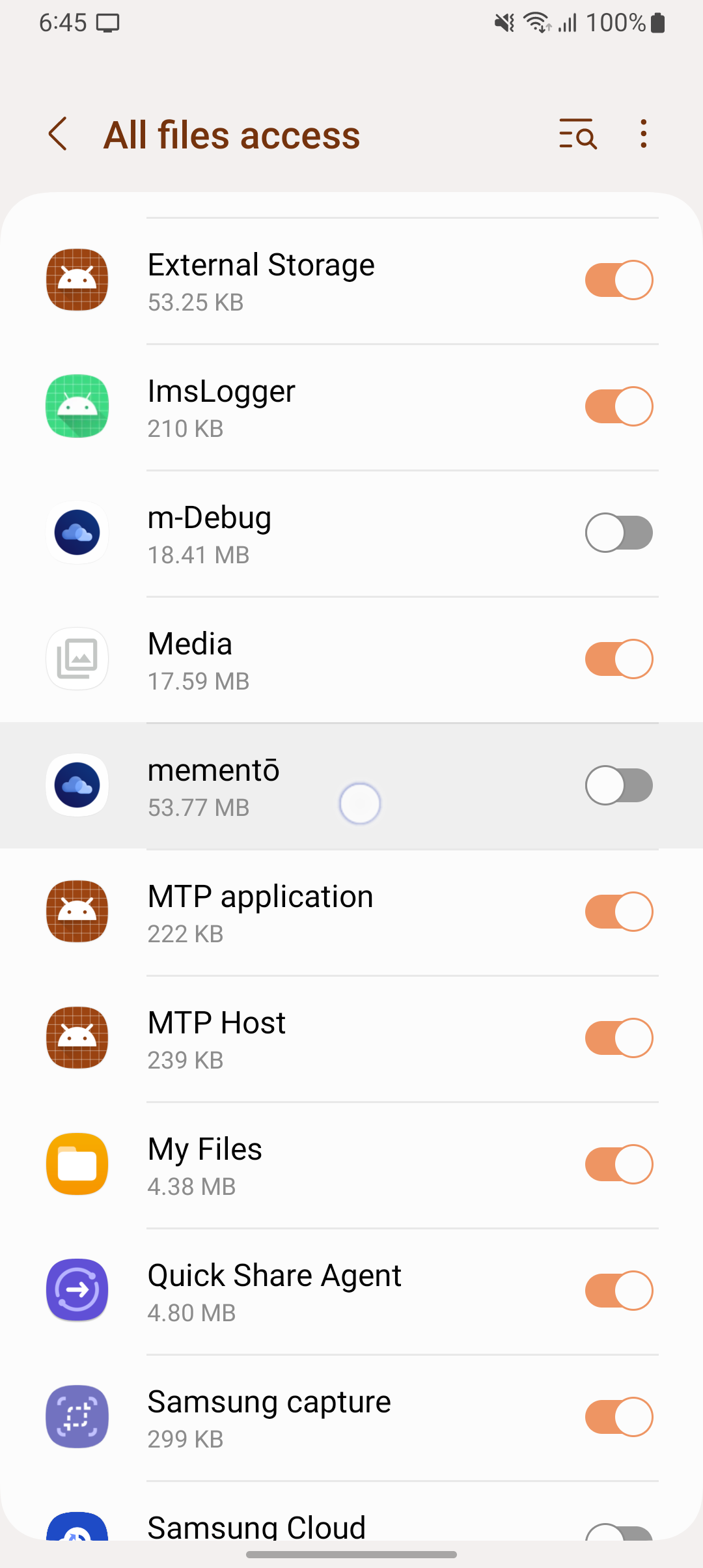Screenshot of android all-file-access screen on android 12 and newer versions