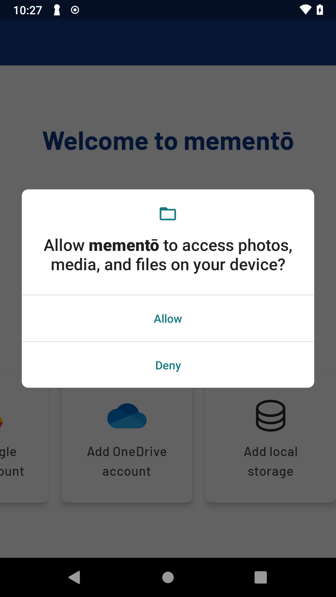 Screenshot of permission popup on android devices older than version 12